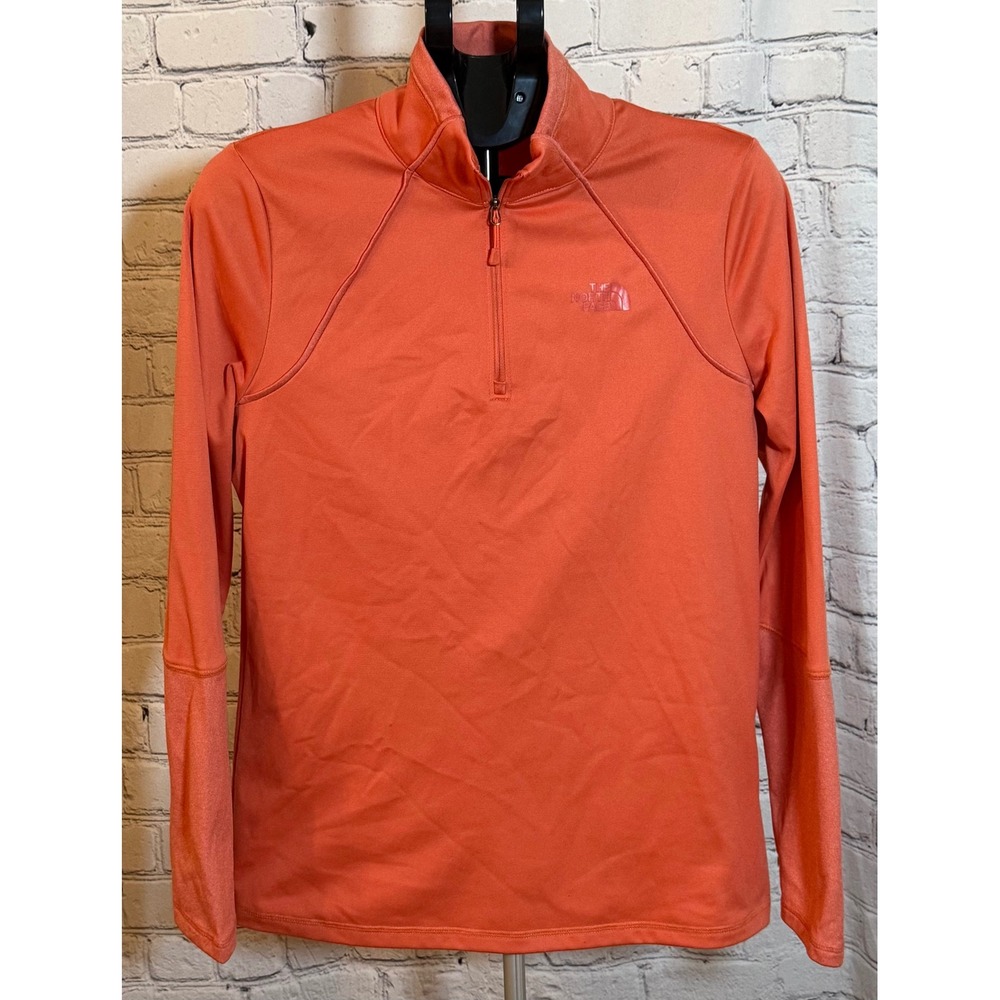 The North Face Womens Quarter Zip Pullover Coral Orange Large Performance Top